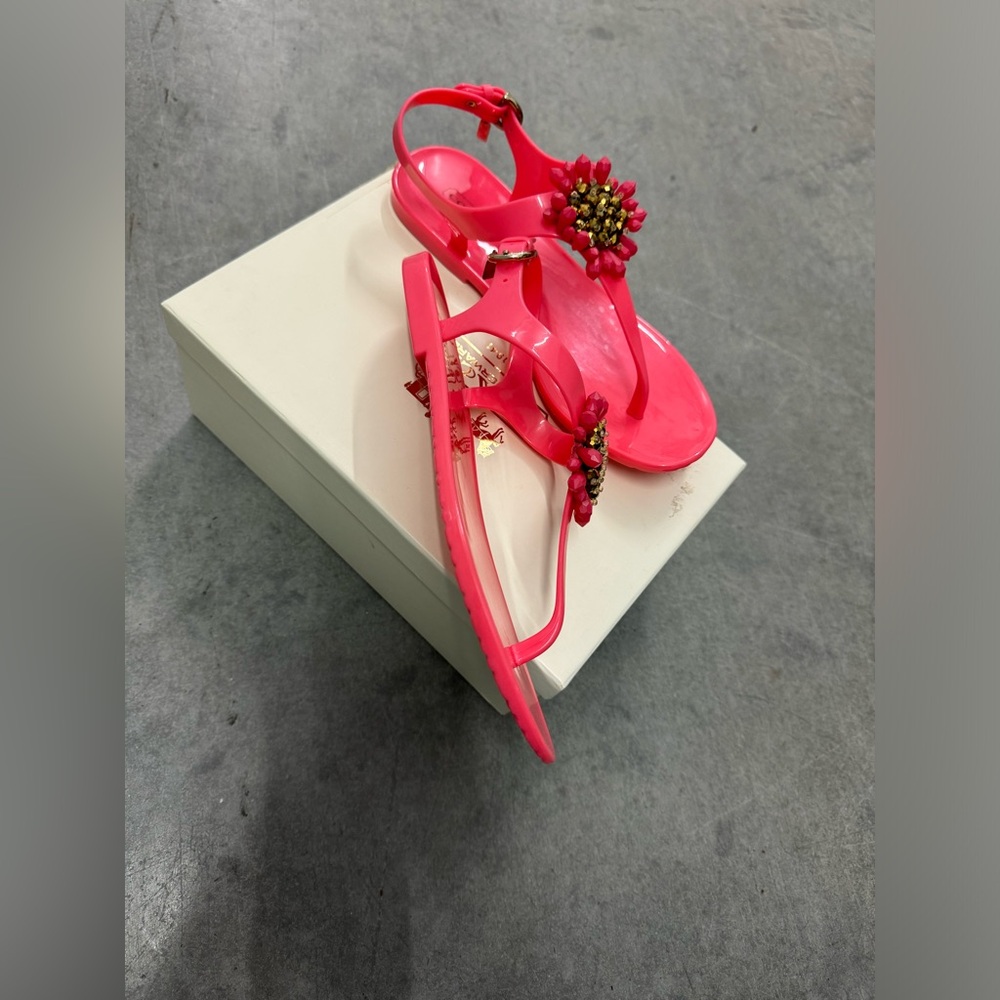 NIB Coach Hilda Jelly Pearlized Coral Pink Beaded Sandal size 8b - Picture 3 of 6